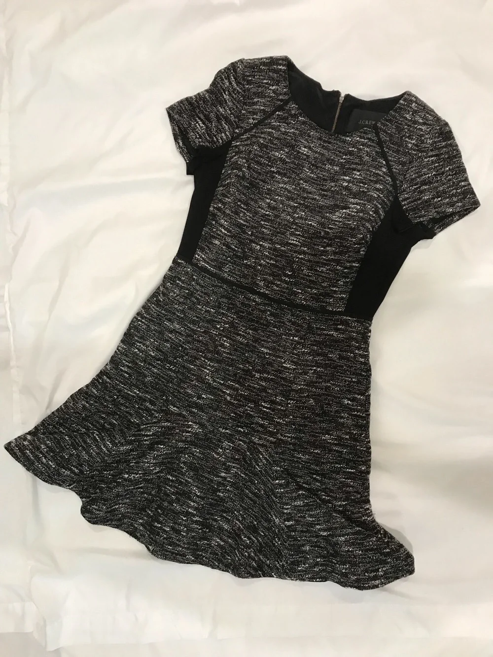 Ladies Black & Gray Textured Fit-and-Flare Dress